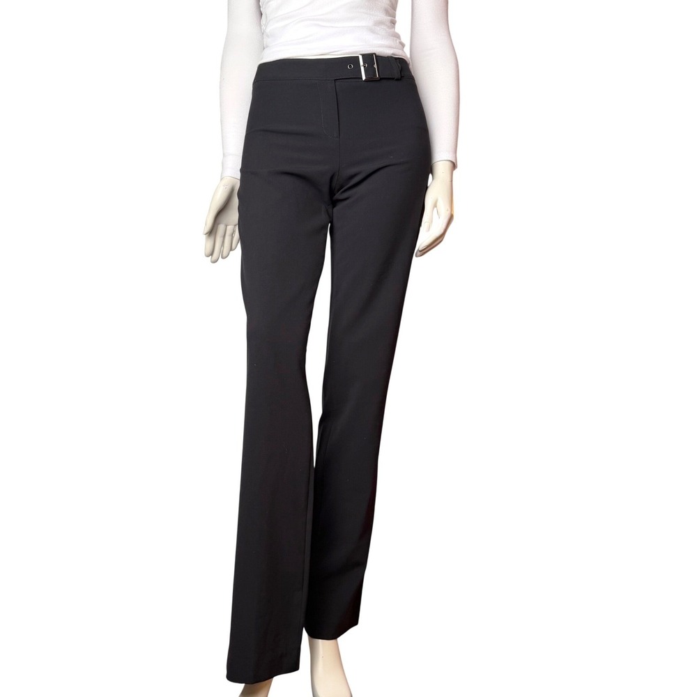 BCBG MAXAZRIA Dress Pants Black Buckle Belt Office Siren Workwear 90's Y2K Sz 2